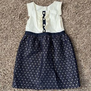 EUC Janie & Jack fancy dress navy & gold size 7